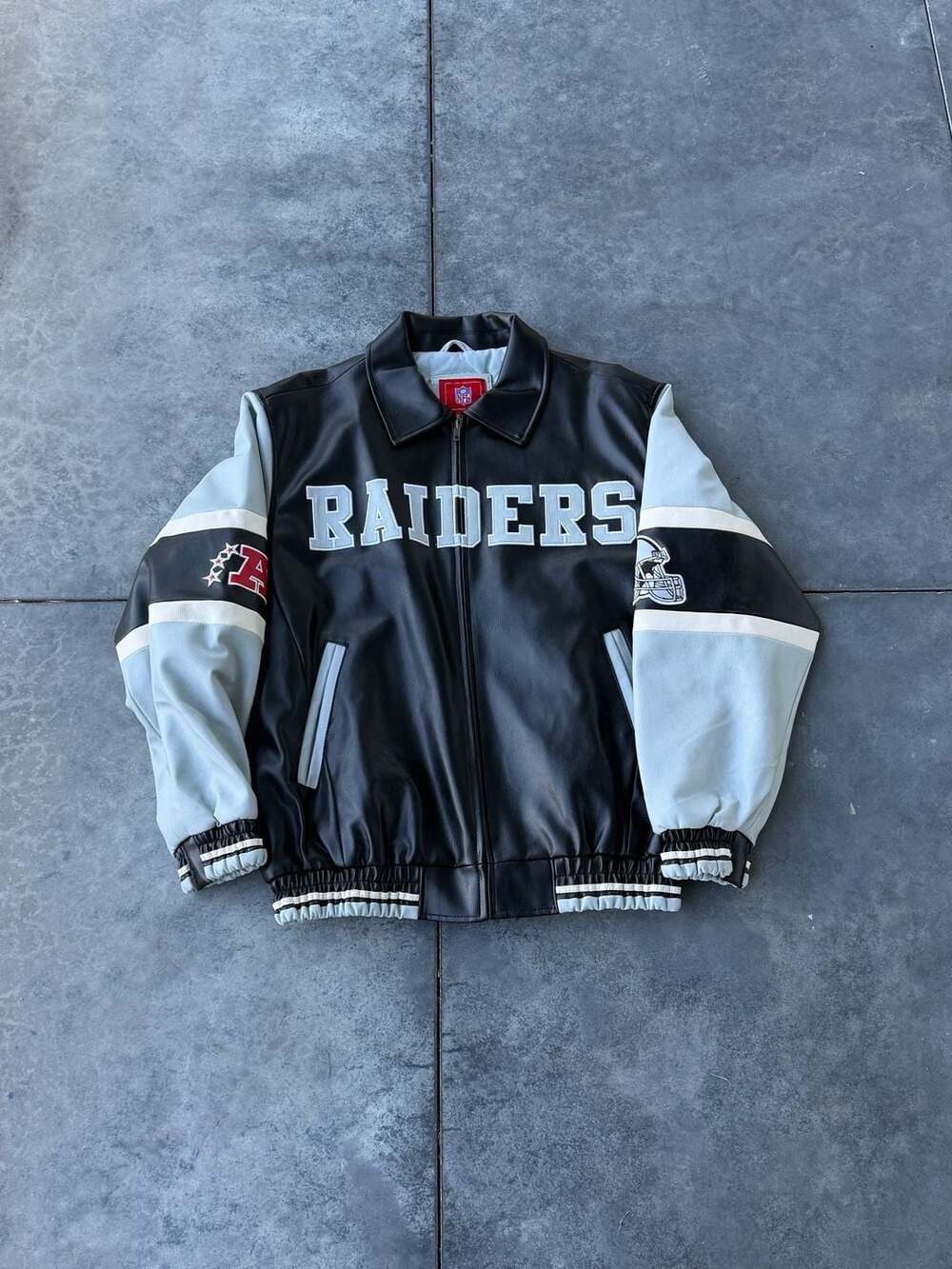 NFL Las Vegas Raiders Leather Bomber Jacket